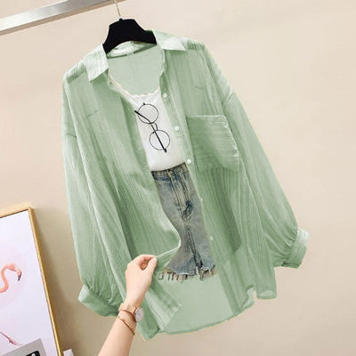 Sun protection clothes women's cardigan thin coat 2022 summer large size new chiffon shirt Korean version loose temperament