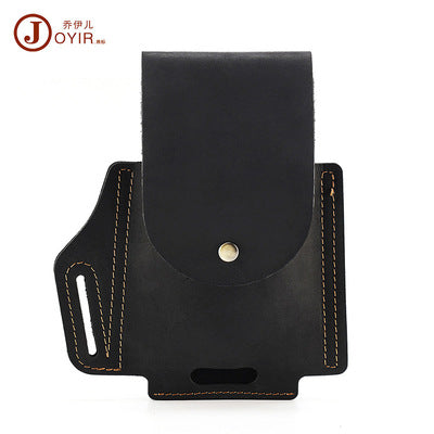 New Genuine Leather Men's Retro Mobile Phone Bag Outdoor Sports Men's Bag Pants Waist Pouch Crazy Horse Leather Wear Belt Waist Bag