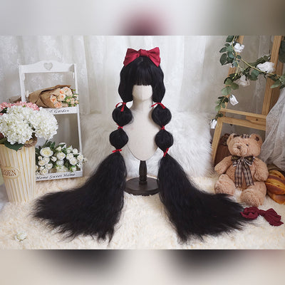 [Royal tea water] 120cm Lolita Lolita super long hair princess wig corn curly hair natural black