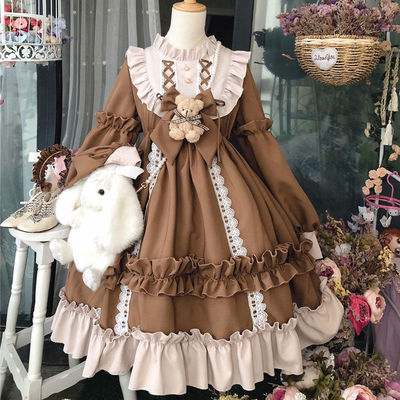 Lolita skirt dress 2022 new spring and summer long section cute student loose lolita skirt op long sleeve full set