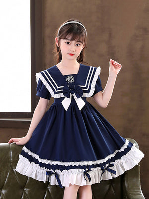 Lolita girls summer western style dress 2022 new fashionable summer dress princess skirt children's skirt little girl