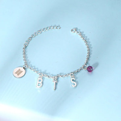 BTS purple crystal bracelet bulletproof youth regiment new butterfly official the same bracelet bracelet jewelry around