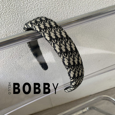 BOBBY South Korea imported retro high-quality embroidery F letter sponge headband high skull top headband hairpin headdress
