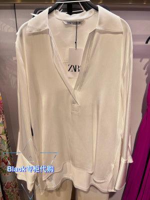 In July, domestic authentic purchase ZARA women's silk satin shirt 7972779 07972779251