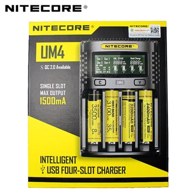 NITECORE Knight Cole UM4 UMS4 Charger 18650 26650 21700 Lithium Battery Activation