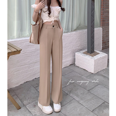 Small loose wide-leg straight casual long pants women's summer thin section cold wind high-end black suit pants