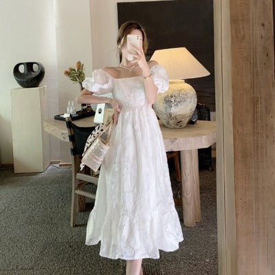 French gentle wind dress female summer 2022 new v-neck bow bow backless niche fairy long skirt ins tide