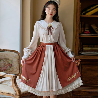 Early autumn palace college retro shirt skirt suit princess light lo small lolita daily dress