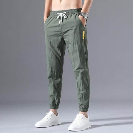 Summer Ice Silk Casual Pants Men's Sports Pants Men's Summer Ultra-thin Nine-point Pants Quick Dry Harem Pants Men