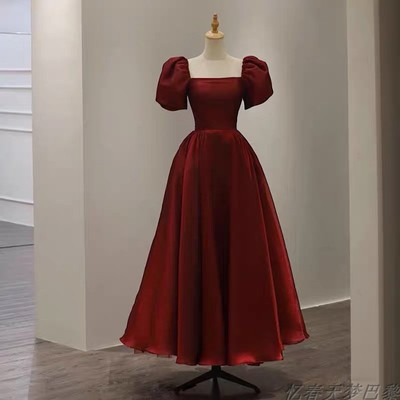 French bridal toasting dress female winter 2022 new red slimming thank you banquet dress skirt at a princess show