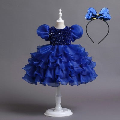 Girls dress summer Western-style girl treasure cute princess dress children's birthday fluffy yarn dance performance skirt