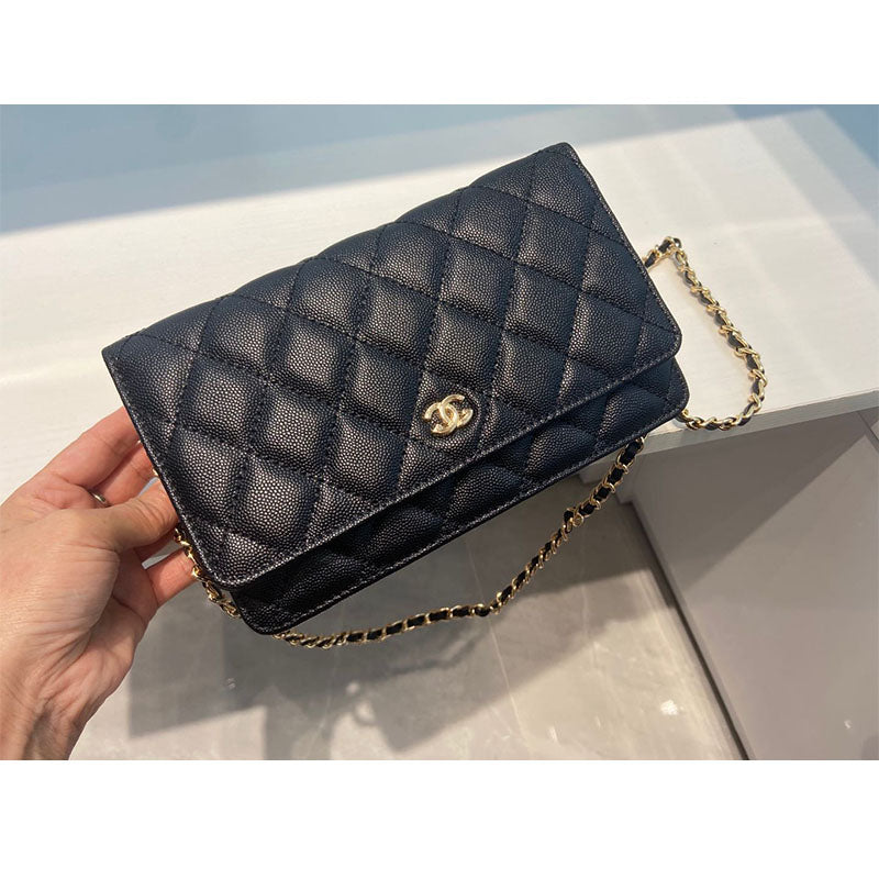 Caviar small fragrance bag 2022 new trendy all-match fashion one-shoulder Messenger diamond-shaped chain small square bag for women