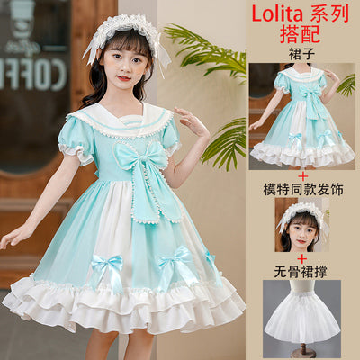 Girls Lolita Dress Summer Dress New Western Style Children's Lolita Skirt Little Girl Sweet Princess Skirt