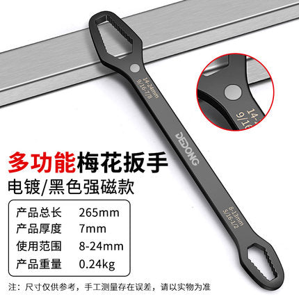 Active wrench universal multi-function special-shaped large opening double-head dual-use wrench self-tightening universal live plate live port