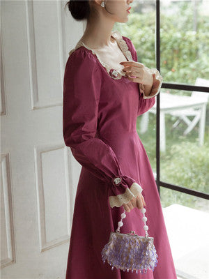 Court style retro French European manor fleeing princess dress lady temperament niche oil painting design dress