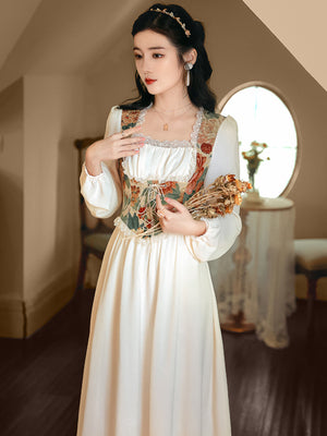 Early spring French-style first love department high-quality at-a-glance princess dress retro ethnic court style artistic chic dress