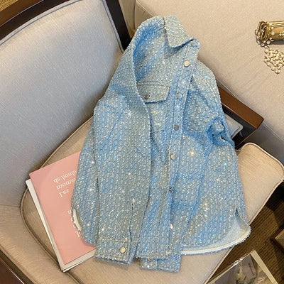 Sequined Denim Jacket Korean Loose Premium Shir