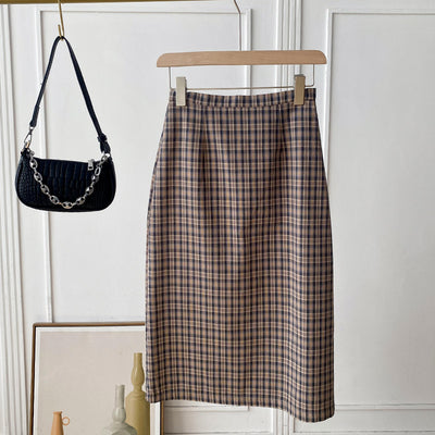 Korean version of striped plaid skirt female Japanese popular mid-length skirt fashion new casual western style L¥9