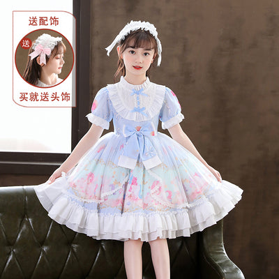 Lolita Skirt Girls Summer Girls Disney Super Fairy Princess Skirt Children's Western Style Dress Summer Children's Clothing Girls