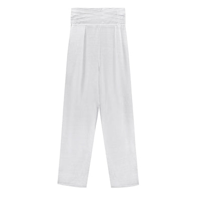 White wide-leg pants women's spring new high-waisted drapey mopping pants loose straight all-match casual long pants