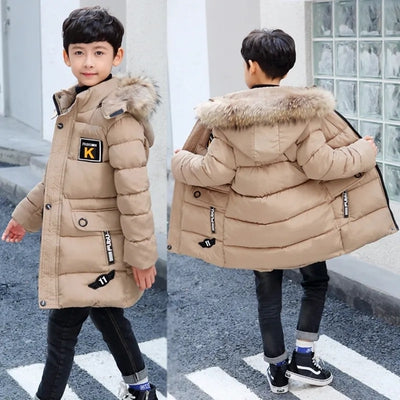 Autumn and winter new children's cotton-padded clothes boys cotton-padded clothes mid-length little boy thickened warm down jacket Korean version of cotton-padded jacket