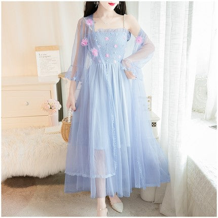 Mesh Super Fairy Sweet Dress Feminine 2022 New Early Spring Autumn Chiffon Hanfu Daily Antique Skirt