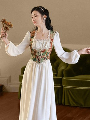 Early spring French-style first love high-quality at-a-glance princess dress retro ethnic court style artistic chic dress