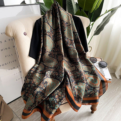 Silk scarf new 2021 popular style shawl spring autumn summer thin section sunscreen shawl high-quality scarf women send mother long