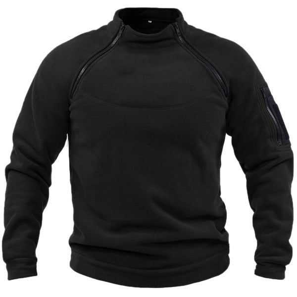 Cross-border foreign trade men's clothing spring and autumn Europe and the United States stand-up collar men's sweater pullover hand grabbing fleece outdoor warmth tactics