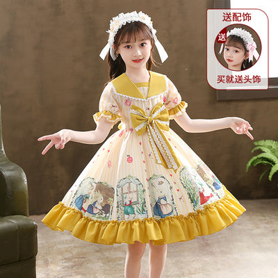 Girls dress summer dress 2022 new fashionable western style Lolita princess dress children's skirt summer children's clothing women