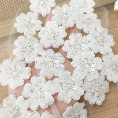 New product three-dimensional nail beads 5 petals sequins lace flower DIY heavy industry flower piece wedding travel photo veil flower