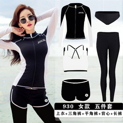 Korean diving suit zipper split long-sleeved trousers swimsuit sunscreen quick-drying couple men and women jellyfish clothing snorkeling suit