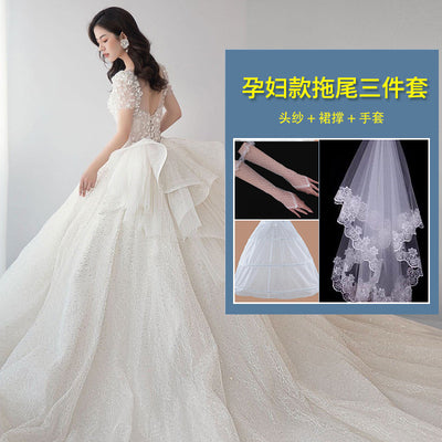 French main wedding dress 2022 new bride small light gauze high-end texture high-end palace style heavy industry trailing summer