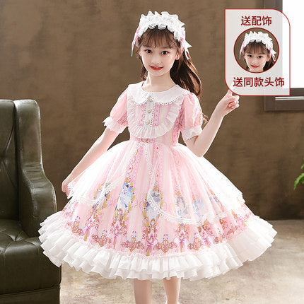 Lolita Princess Dress Girls Dress Disney Summer Girls Summer Dress Skirts Children 2022 New Summer