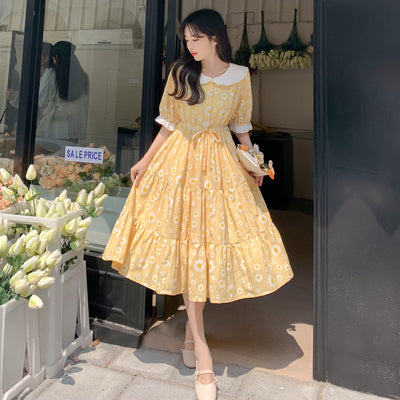 Copy of Large size fat MM summer thin section small fresh holiday style floral dress waist is thin and gentle wind first love skirt
