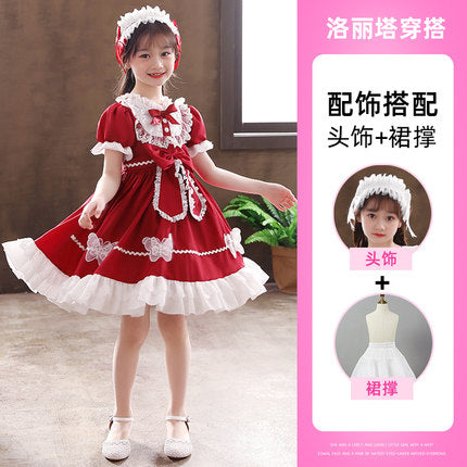 Girls dress autumn and winter children's princess dress genuine Lolita skirt autumn Western style lolita skirt Lolita