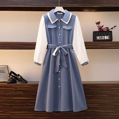 Large size women's clothing spring 2022 new fashion casual straps loose and thin temperament shirt dress women