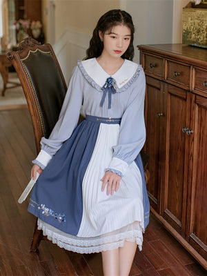 Early autumn palace college retro shirt skirt suit princess light lo small lolita daily dress