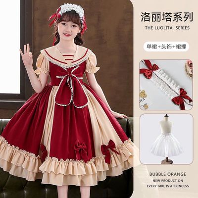 Girls Lolita Clothes Full Dress Dress 2021 New Lolita Princess Dress Disney Autumn and Summer Dress