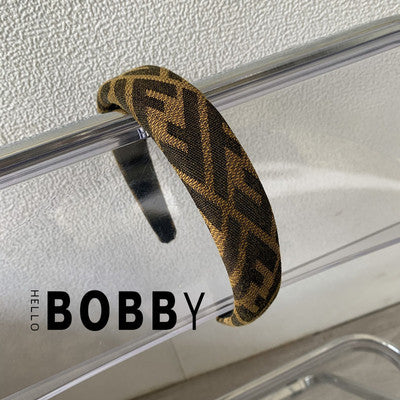 BOBBY South Korea imported retro high-quality embroidery F letter sponge headband high skull top headband hairpin headdress