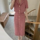 Korean chic temperament elegant lapel tweed small