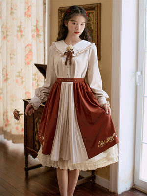 Early autumn palace college retro shirt skirt suit princess light lo small lolita daily dress