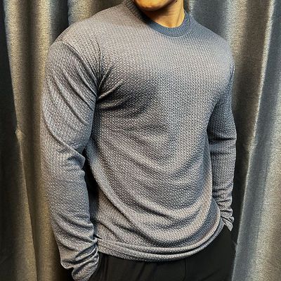 McCanon Elastic Slim Bottom Shirt Long Sleeve Men's Training Fitness Tide Brand T-Shirt Versatile Anti-Wrinkle Round Neck Pullover