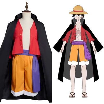 Halloween One Piece anime cosplay costume two years later the second generation straw hat Luffy cos suit clothes cloak