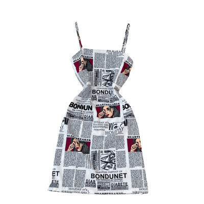 2021 summer new personality letter printing bag hip suspender skirt hot girl scheming thin tube top dress trend