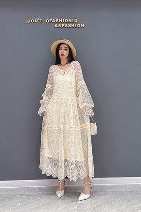 Jiangdan Monroe European Station 2022 summer new fashion dress casual lace mesh temperament ladies women's clothing