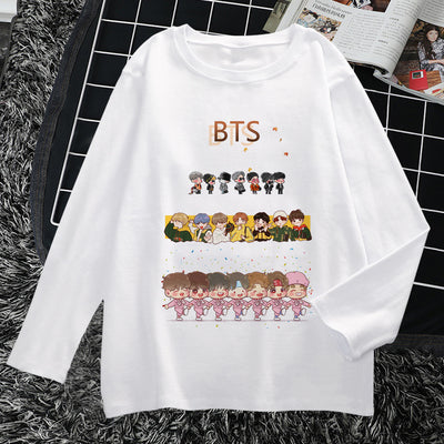 BTS bulletproof youth group with the same long-sleeved T-shirt Park