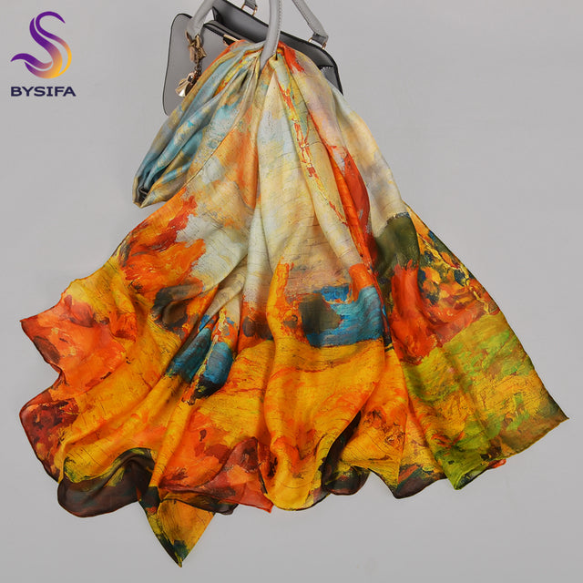 Silk scarf female summer new long section Moscow suburban simulation silk sunscreen scarf to go out concave travel shawl