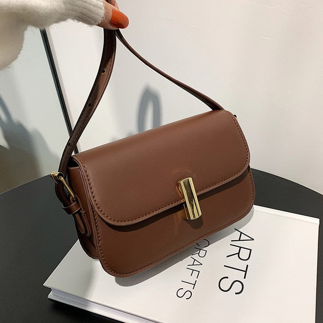 Retro Solid Color Women's Bag 2022 New Trend PU Leather Shoulder Bag Fashion Texture Small Square Bag Simple All-match Handbags