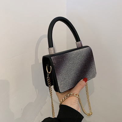 Net red diamond small square bag fashion all-match mini handbag bag female 2021 new hand carry small bag messenger chain